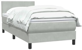 Cama com molas/colchão cinzento-claro 80x210 cm veludo