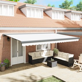 Toldo Retrátil Manual vidaXL Branco 500x300 cm, Tecido de Substituição