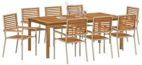Conjunto de Jantar de Jardim 9 pcs Bege 200 x 100 x 74 cm