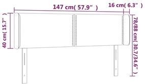 Cabeceira de cama c/ abas veludo 147x16x78/88cm cinzento-escuro