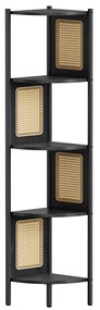 Estante de canto VASAGLE com 5 níveis e painéis laterais de vime, estrutura de metal para sala de estar, quarto, escritório e cozinha, 32,5 x 32,5 x 159,5 cm, preto ébano LLS588B56