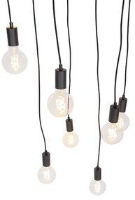 Candeeiro de suspensão moderno preto 60 cm 10 luzes - Facil Moderno