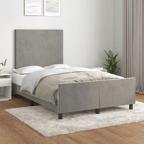 Estrutura de cama sem colchão cinza claro Veludo
