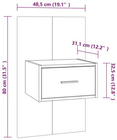 Mesa de cabeceira montagem na parede branco brilhante