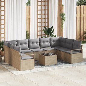 Conjunto de Sofá de Jardim vidaXL de 10 Peças com Almofadas Vime Sinté