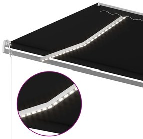 Toldo retrátil manual com luzes LED 5x3 m antracite