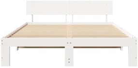 Estrado de Cama com Cabeceira Branco 160x200 cm Madeira de Pinho