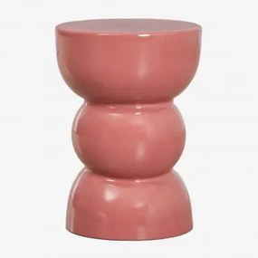 Mesa Auxiliar Redonda Ø35 Cm Em Dolomita Tiyi Terracota - Sklum