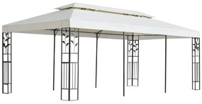 Gazebo com telhado duplo 6x3 m aço branco