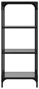 Unidade de prateleiras c/ tampo de vidro preto 40x30x95 cm aço