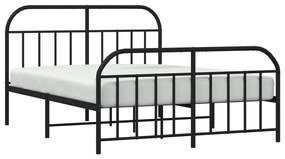 Estrutura de cama com cabeceira e pés 160x200 cm metal preto