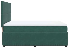 Cama com molas/colchão 140x190 cm veludo verde-escuro