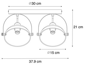 Candeeiro de teto industrial branco prata ajustável com 2 luzes - Magnax Industrial