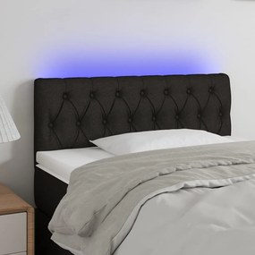 Cabeceira de cama c/ luzes LED tecido 100x7x78/88 cm preto