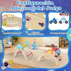 Conjunto Triângulo para escalada Bebés 8 em 1 Montessori de escalada em madeira com tema de astronauta multicolorido