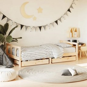 vidaXL Estrutura de cama infantil c/ gavetas 90x190 cm pinho maciço