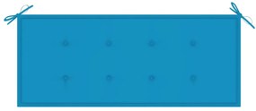 Banco Batávia c/ almofadão azul 120 cm teca maciça