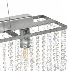 Candeeiro de teto com contas de cristal 104 cm E14 prateado