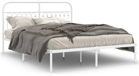 Estrutura de cama com cabeceira 160x200 cm metal branco