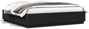 Estrutura cama c/ luzes LED 200x200cm derivados madeira preto