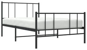 Estrutura de cama com cabeceira e pés 90x200 cm metal preto