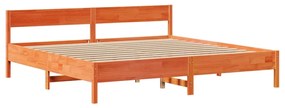 Cama sem colchão 200x200 cm pinho maciço castanho-mel
