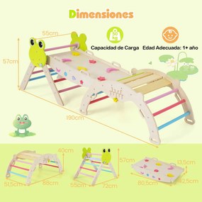 Conjunto triangular 7 em 1 de escalada para crianças pequenas com rampa, escada e arco Conjunto Montessori em madeira Multicolor