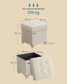 Banco com espaço de arrumação 38 x 38 x 40 cm bege