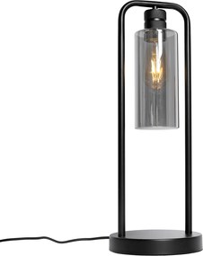 Candeeiro de mesa moderno preto com vidro fumê - Stavelot