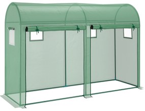Outsunny Estufa Jardim Tipo Túnel com 4 janelas e 2 portas para Plantas de PE de aço 300x100x200 cm Verde