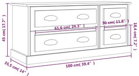 Móvel p/ TV 100x35,5x45cm derivados de madeira cinzento cimento