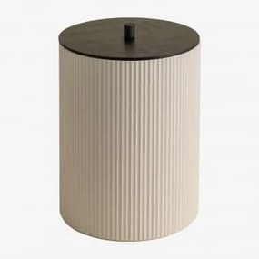 Lixeira Com Tampa Em Abs E Bambu Ozene Beige Creme - Sklum