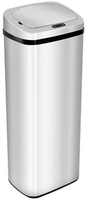 HOMCOM Balde de Lixo Inteligente 50L com Sensor Infravermelho Botão Tátil Balde de Lixo com Abertura Automática 33x25x84 cm Prata | Aosom Portugal