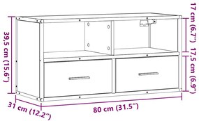 Móvel p/ TV 80x31x39,5 cm deriv. madeira/metal carvalho sonoma