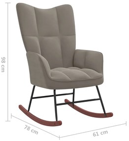 Cadeira de baloiçar com banco veludo cinzento-claro