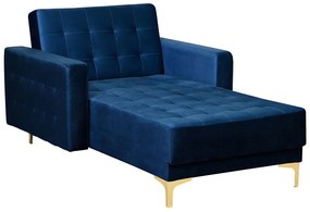 Chaise-longue reclinável em veludo azul marinho ABERDEEN Beliani