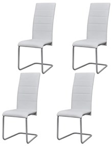 vidaXL Cadeiras de jantar cantilever 4 pcs couro artificial branco
