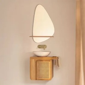 Conjunto De Móveis De Banheiro Suspensos Em Madeira De Teca Georgy Madeira De Teca & Cimento Redondo Branco Ø40 Cm Zavion & Irregular - Sklum
