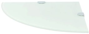 Prateleiras canto 2 pcs suportes cromados 25x25cm vidro branco