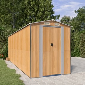 vidaXL Abrigo de jardim 192x606x223 cm aço galvanizado castanho