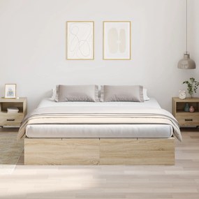 Cama de Armazenamento vidaXL em Carvalho Sonoma 200x200 cm
