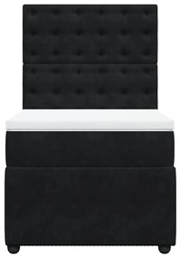 Cama com molas/colchão 100x200 cm veludo preto