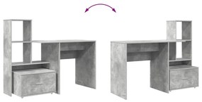 Mesa Cinzento cimento 131.5 x 50 x 106.5 cm Madeira processada