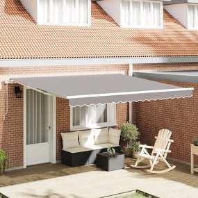 Toldo Retrátil Manual Cinza Claro 400x300 cm, Tecido de Substituição p