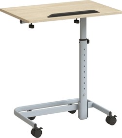 HOMCOM Mesinha Lateral Ajustável com 4 Rodízios, em Madeira e Metal, 60x40x72-93,5 cm, Rovere | Aosom Portugal