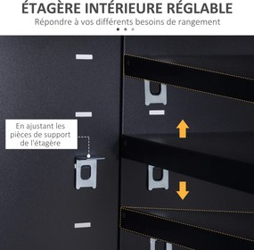Móvel de televisão em Metal 119 (L) x 40 (P) x 63,5 (A) cm , design industrial, 2 armários com 2 prateleiras ajustáveis, passadores de cabos e estrutu