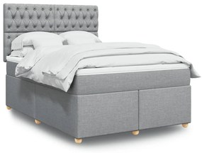 vidaXL Cama com molas/colchão 140x190 cm tecido cinzento-claro
