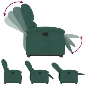 Poltrona reclinável elevatória elétrica veludo verde-escuro