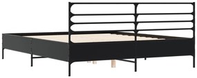 Estrutura de cama 160x200 cm derivados de madeira/metal preto