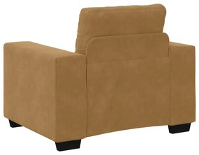 Conjunto de Sofá de 3 Peças com Almofadas em Veludo Castanho